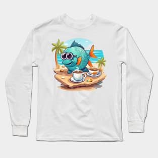 Fish coffee vacation Long Sleeve T-Shirt